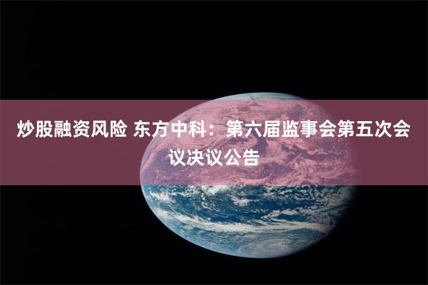 炒股融资风险 东方中科：第六届监事会第五次会议决议公告