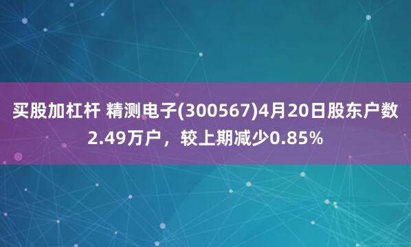 买股加杠杆 精测电子(300567)4月20日股东户数2.49万户，较上期减少0.85%